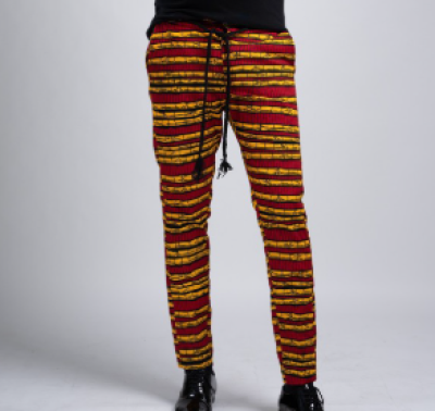 Maasai-Inspired Wax Print Straight Trousers – Men